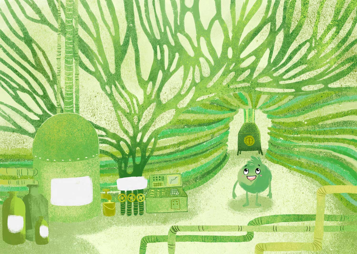 kinderbuch illustration natur kloros grün illustrieren