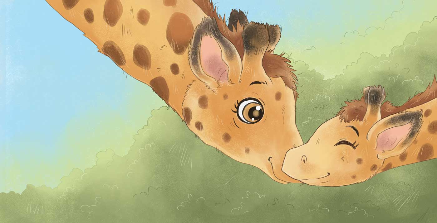 Bilderbuch Kinder buch Giraffe Mama Baby Illustration