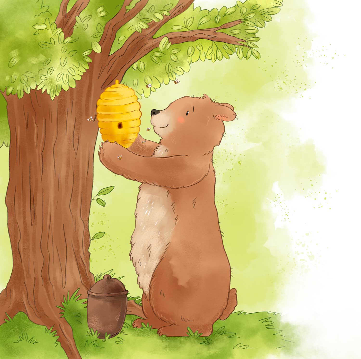 Kinderbuch Illustration illustrieren Bär honig