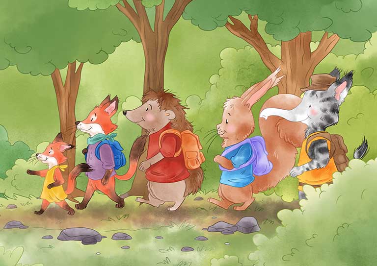 Kinderbuchillustration - Fuchs Familie