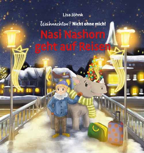 Nashorn Kinderbuchillustration Cover Weihnachten