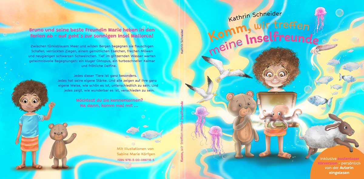 Cover, Kinderbuch, Mallorca, Tiere, Teddy, Illustrationen, Kinderbuchillustration