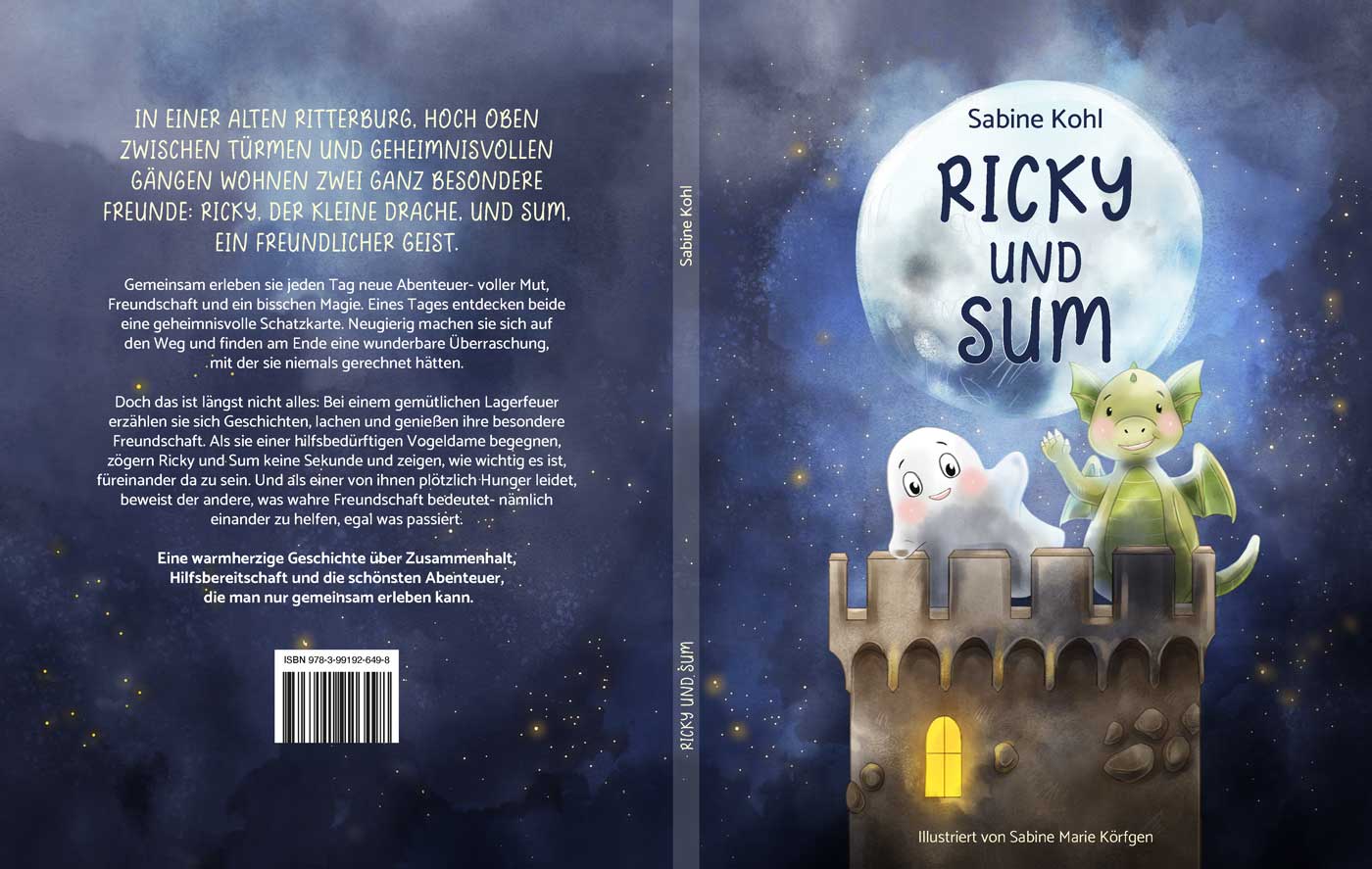 kinderbuchcover illustrationen mond burg Drache geist Bilderbuch