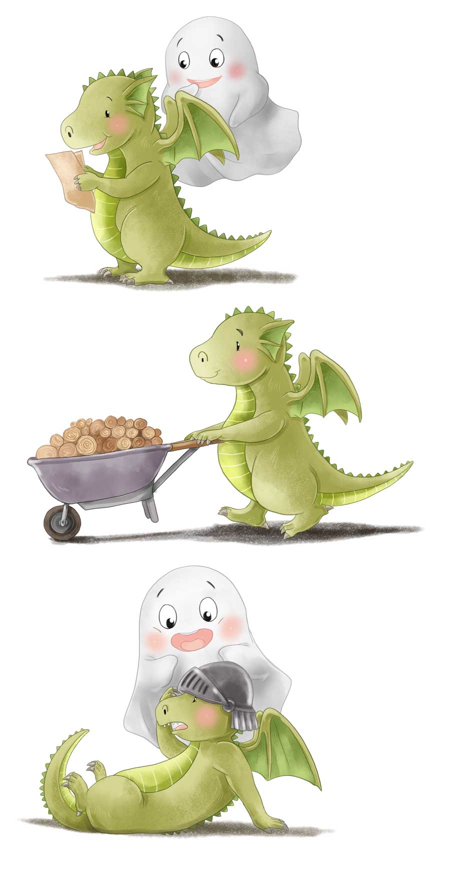 Drache und Geist, Lustig, Illustration, Kinderbuch, illustren, Illustratorin